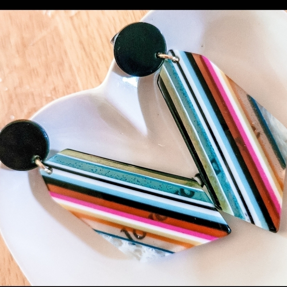 Modern Striped Geometric Acrylic Earrings